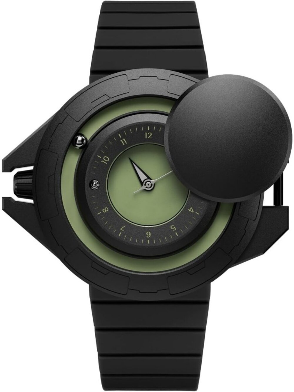 Men's Green Unique Rolling Track Analog Timepiece Quartz Waterproof Wrist Watch